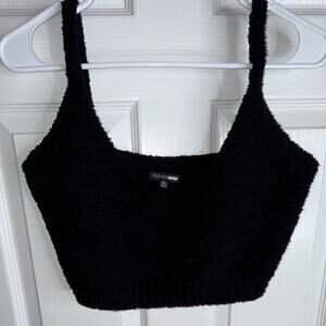 Fashion Nova Black Knit V-Neck Sleeveless Cropped Tank Top XL